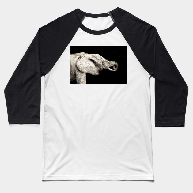 Rustic Elephant Baseball T-Shirt by sanityfound